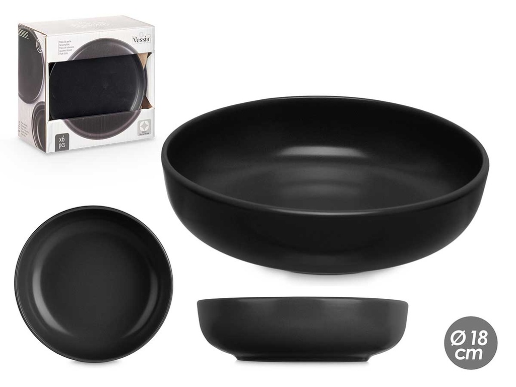 Plato hondo de gres negro, elegante y funcional para tus comidas