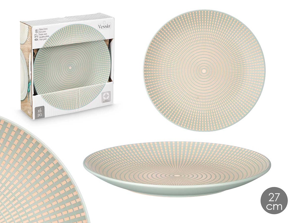 Plato llano 27 cm grabado verde: Elegancia y estilo en tu mesa