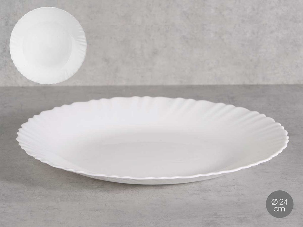 Plato llano clásico opal: elegancia y versatilidad para tu mesa