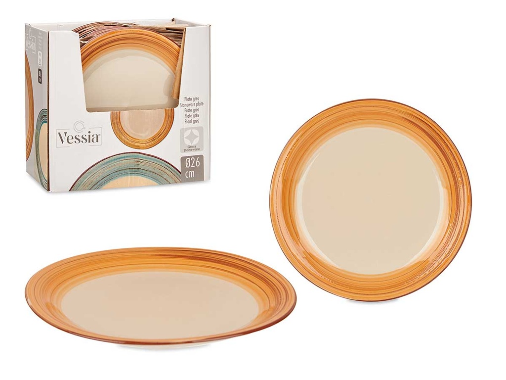 Plato llano de gres 3D marrón de 27 cm, elegante y resistente