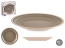 Plato llano de gres gris con borde, perfecto para mesas elegantes