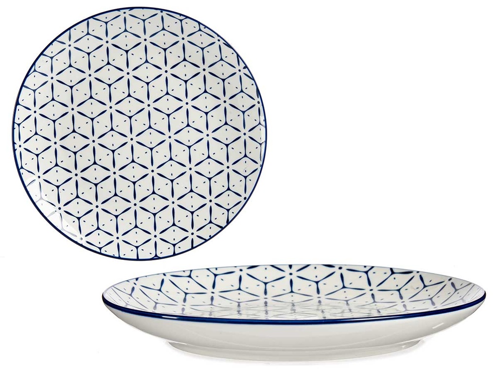 Plato llano griego azul de 24 cm: Elegancia y Versatilidad en tu Mesa