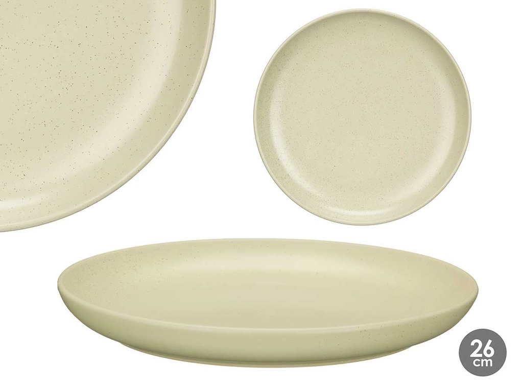 Plato llano moteado verde claro de 26 cm para tu mesa elegante