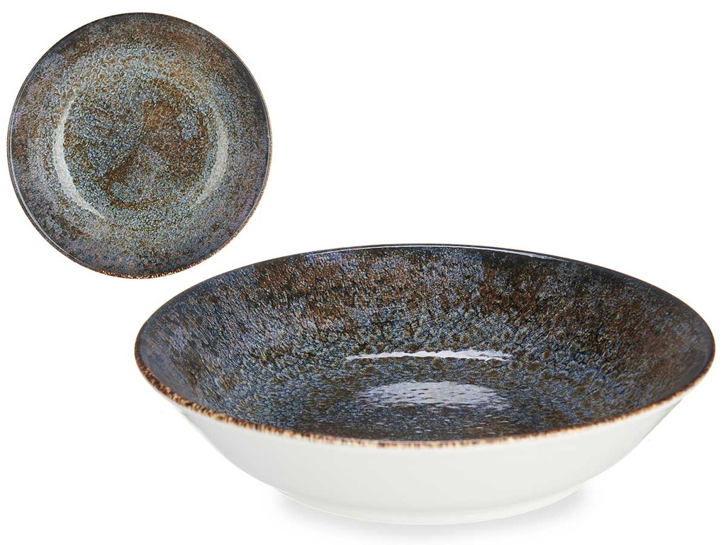 Plato porcelana hondo 21cm oscuro, elegante y resistente para tu mesa