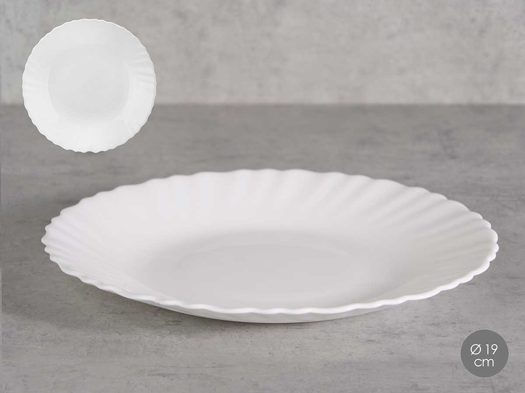 Plato postre clásico Opal de 19 cm: Elegancia y Durabilidad Ideal