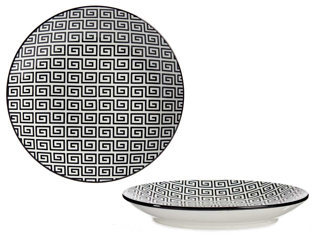 Plato postre geométrico negro de 20cm: elegancia y modernidad