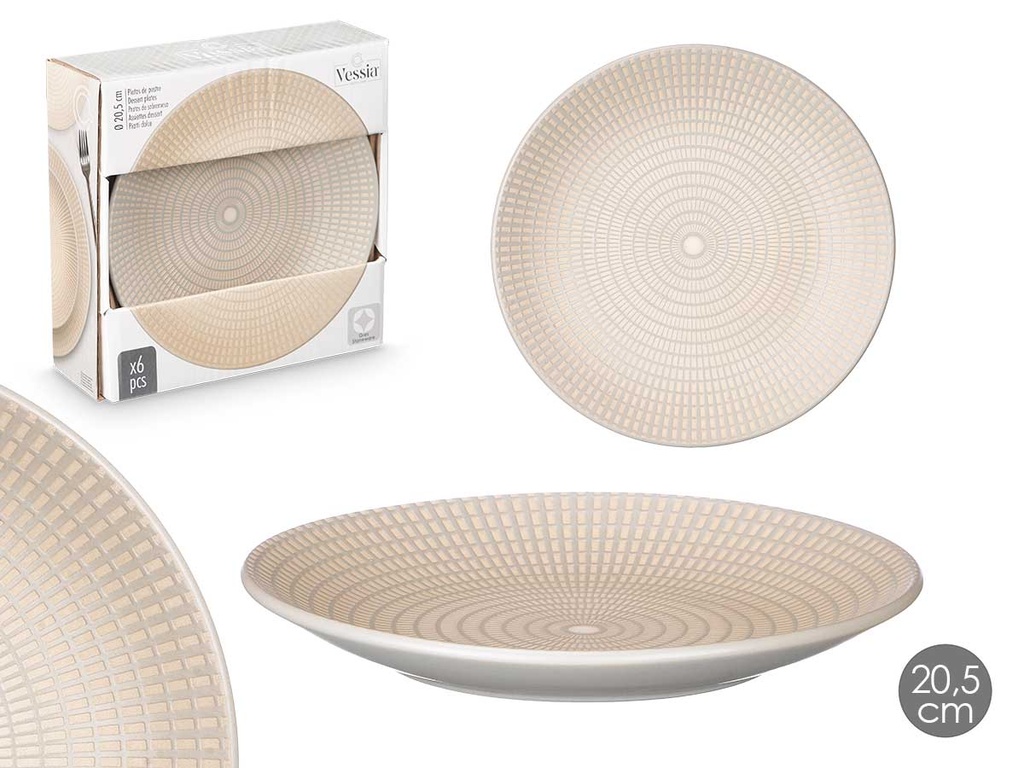 Plato postre grabado gris de 20,5 cm: elegancia y estilo en tu mesa