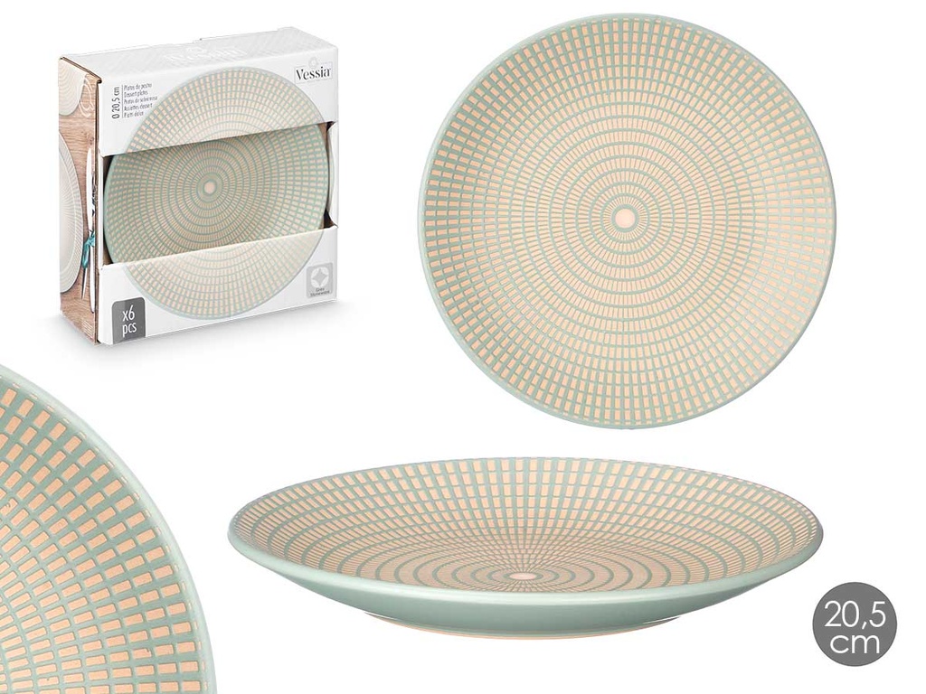 Plato postre grabado verde: elegancia y estilo en cada bocado