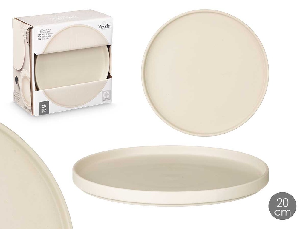 Plato postre liso beige de 20 cm: Elegancia y funcionalidad