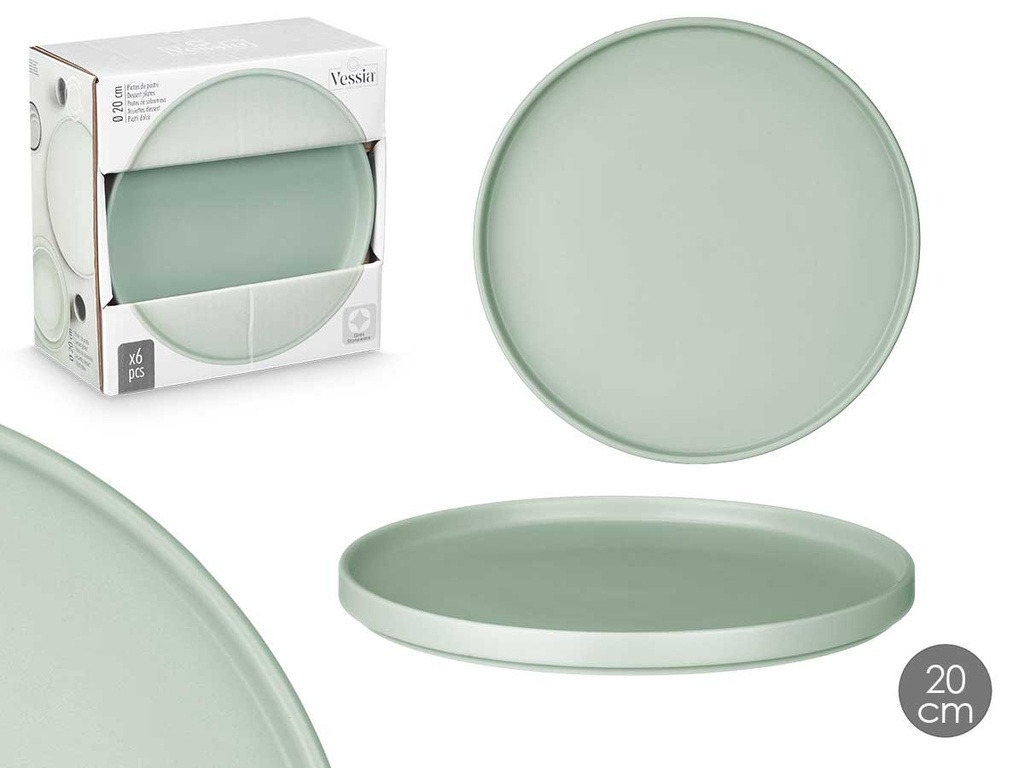 Plato postre liso verde de 20 cm, ideal para presentaciones elegantes