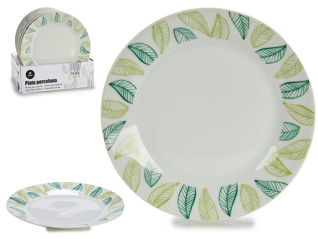 Plato postre porcelana 19cm hojas: Elegancia y estilo en tu mesa