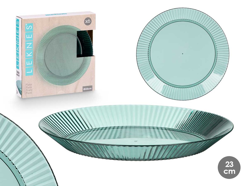Plato rayas verde, diseño atractivo y moderno para tu mesa