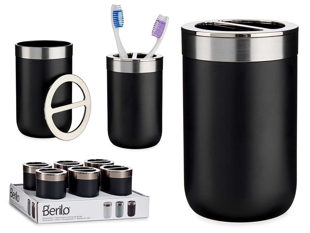 Portacepillos plateado negro: Elegancia y organización para tu baño