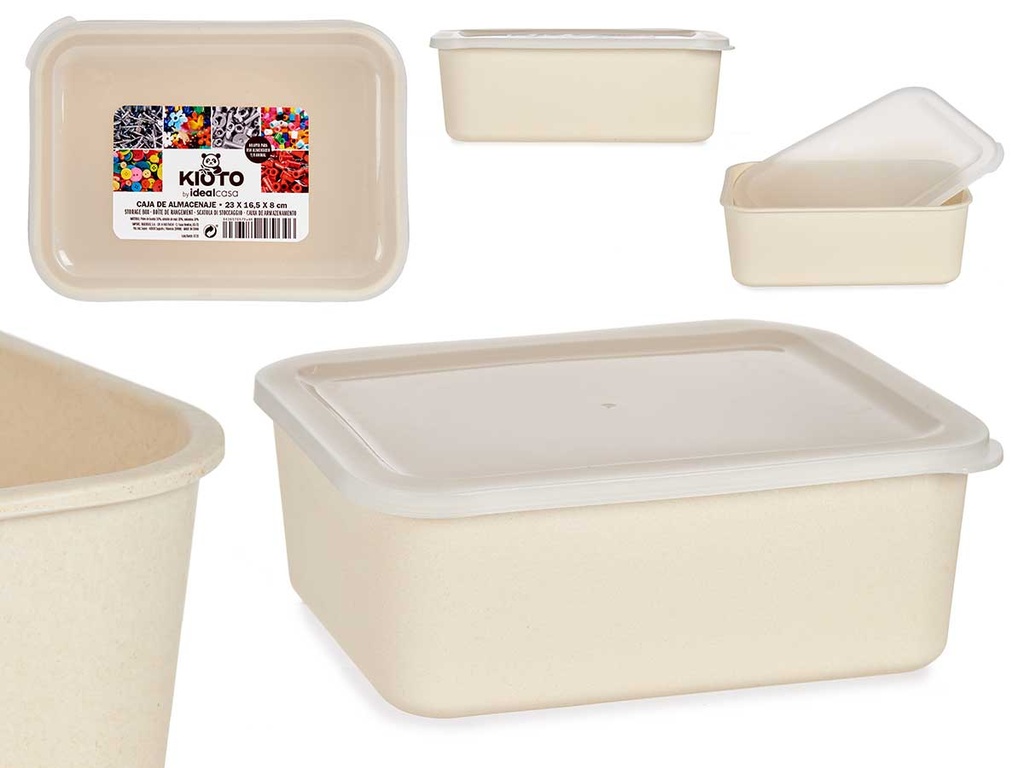 Recipiente de bambú natural con tapa de plástico: ecológico y práctico