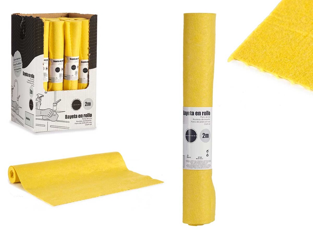 Rollo bayeta suave de 2m con precorte amarillo, ¡ideal para limpieza!