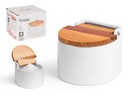 Salero blanco semicircular con tapa: elegancia y funcionalidad
