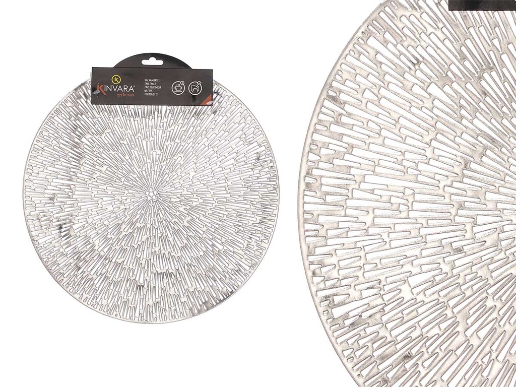 Salvamantel redondo flor plateado: elegancia y protección para tu mesa