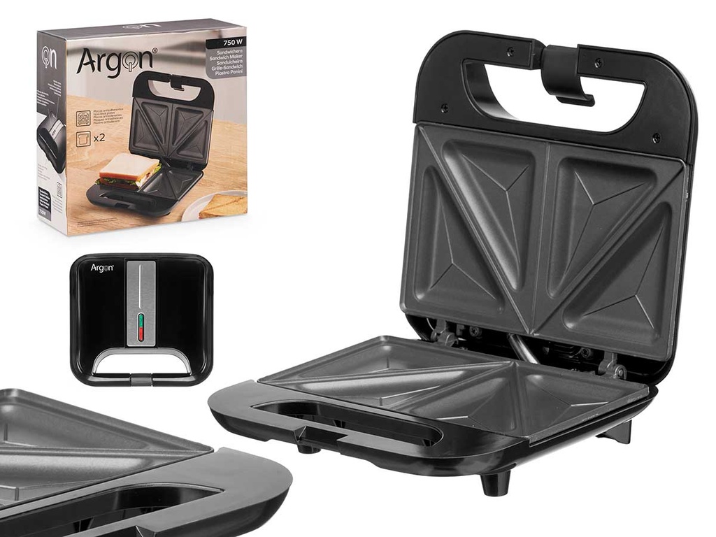 Sandwichera x2 negra 750w: Disfruta deliciosos sándwiches rápidos