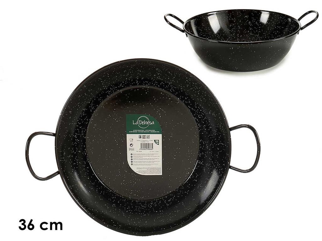 Sartén honda esmaltada con asas, ideal para cocinar sin preocuparte