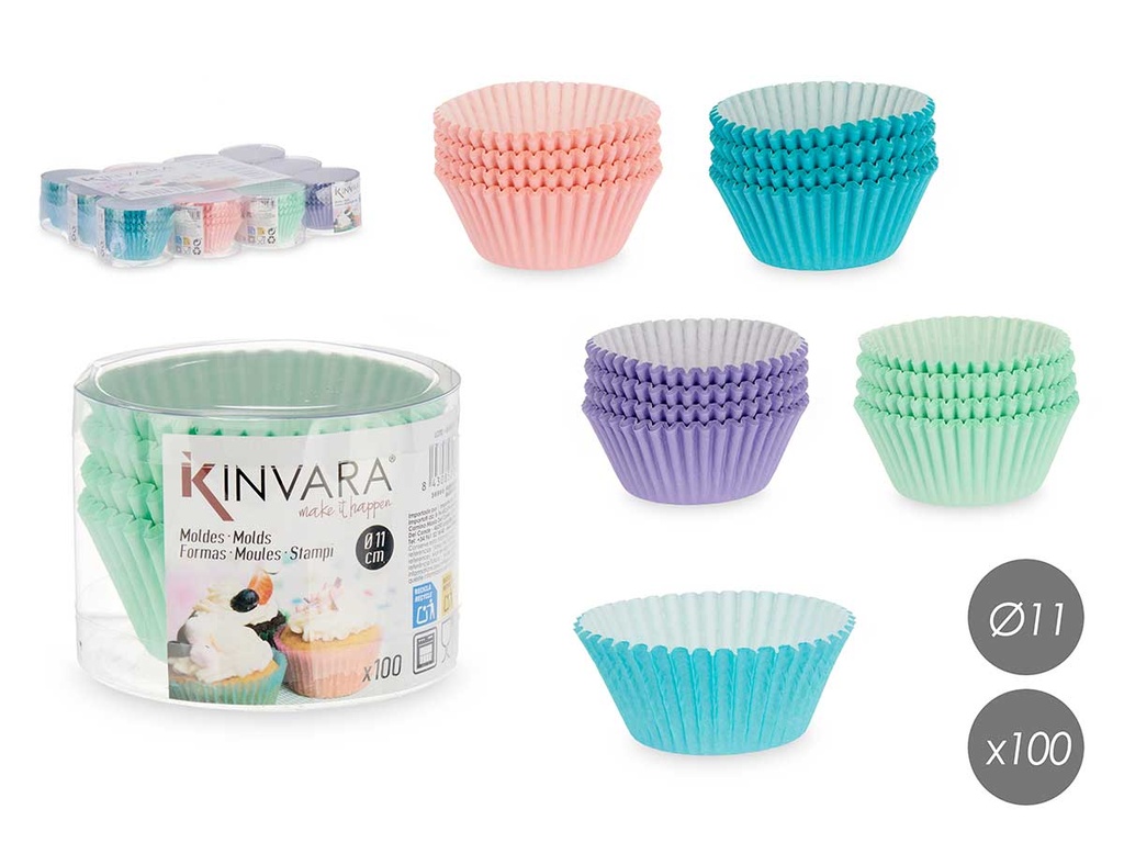 Set 100 moldes de papel de repostería de 11 cm surtidos para disfrutar