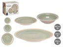 Set 18 piezas de vajilla de gres verde con borde elegante y duradero