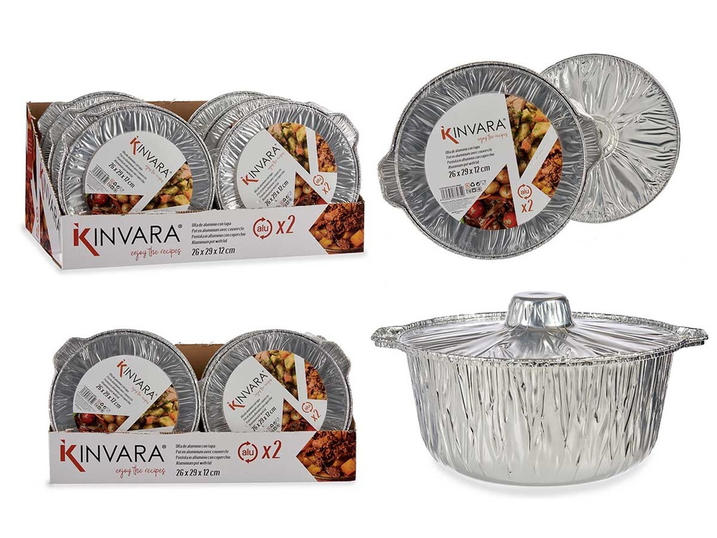 Set 2 ollas de aluminio con tapa para cocinar a la perfección