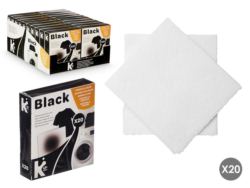 Set 20 toallitas atrapacolor para cuidar tu ropa negra y colorida