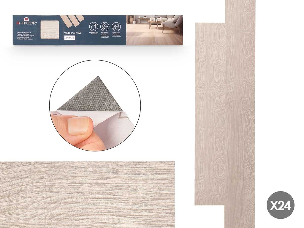 Set 24 láminas vinilo parquet gris claro: elegancia y durabilidad