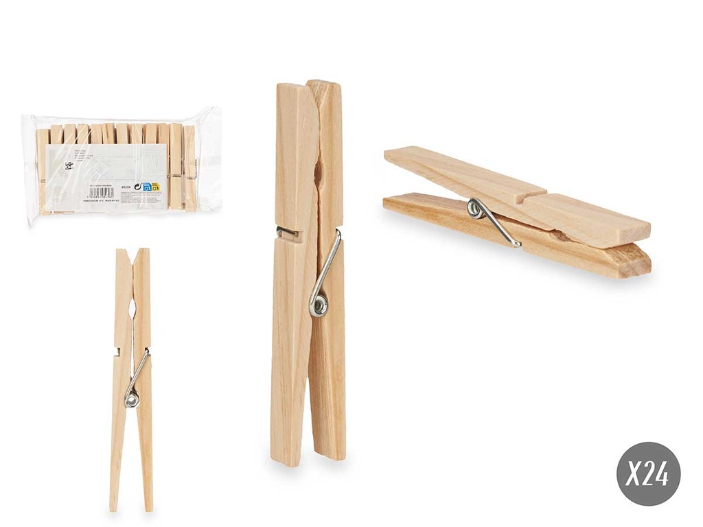 Set 24 pinzas de madera medianas: ¡Practicidad y estilo en tu hogar!
