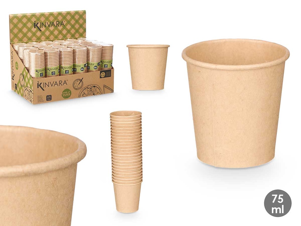 Set 24 vasos kraft 75 ml: ideal para fiestas y eventos sostenibles