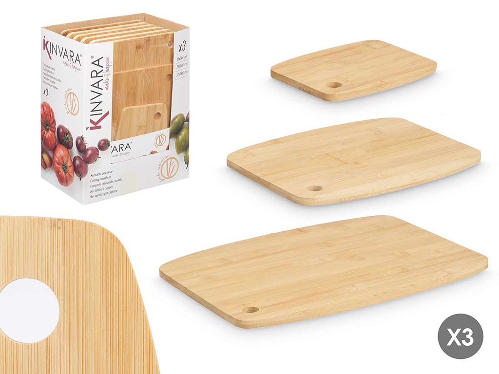 Set 3 Tablas de Corte de Bambú: Duraderas, Ecológicas y Versátiles