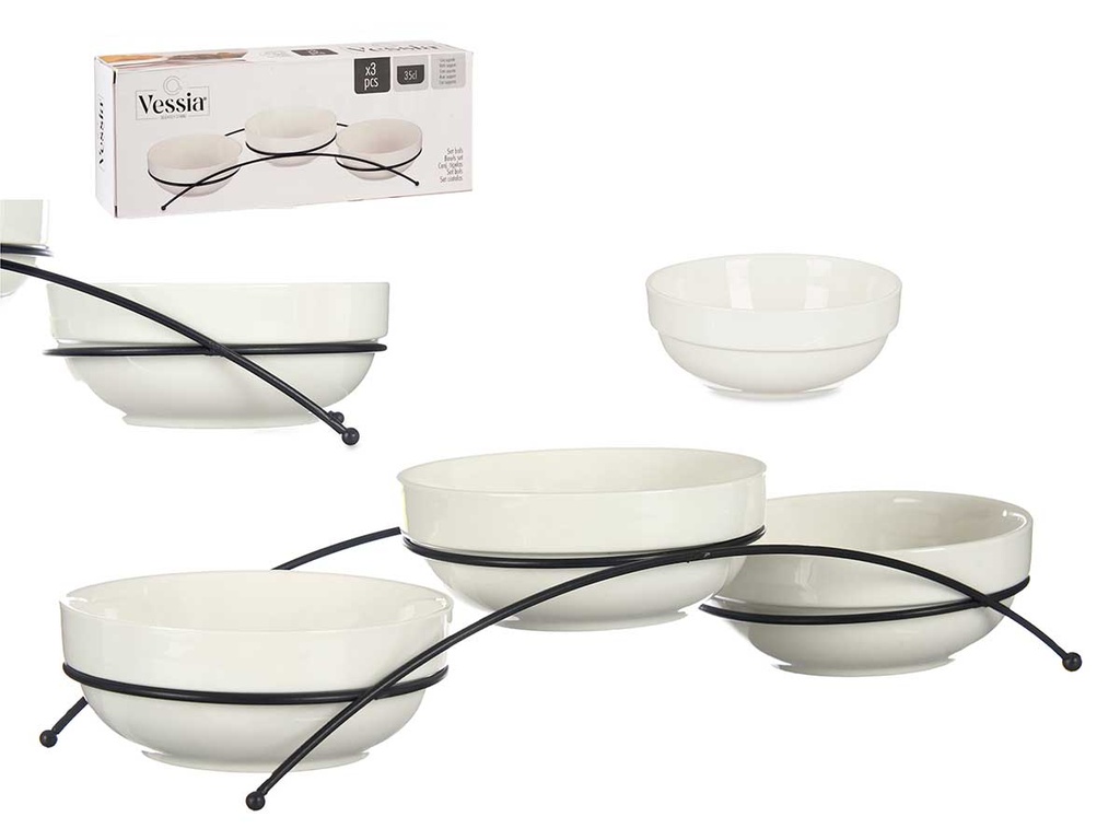 Set 3 bols de porcelana blanca redondos, perfectos para tu mesa