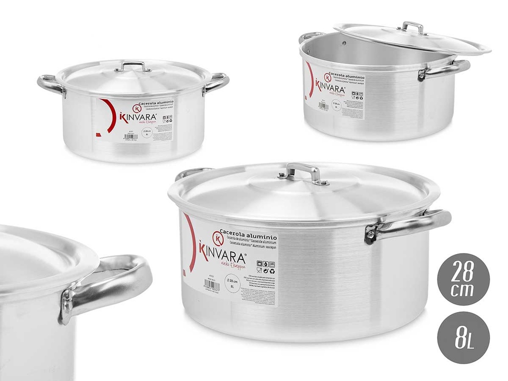 Cacerola aluminio 28 cm: resistencia y ligereza para tu cocina