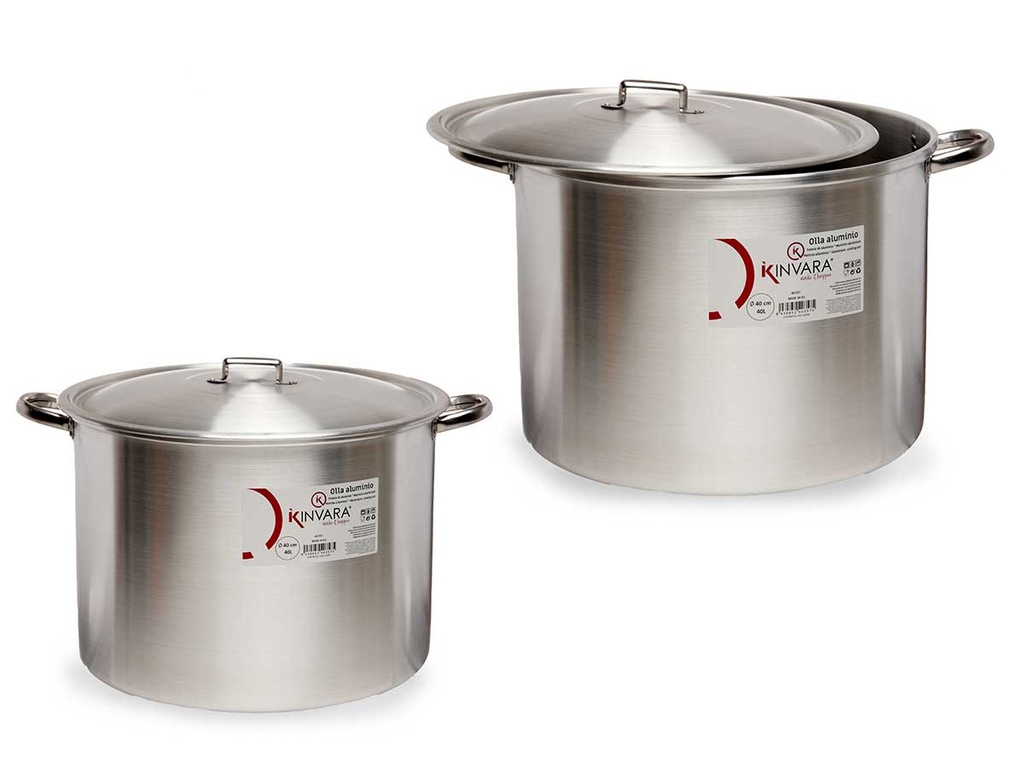 Olla de aluminio de 40 cm y 40 l: Ideal para cocinar en grande