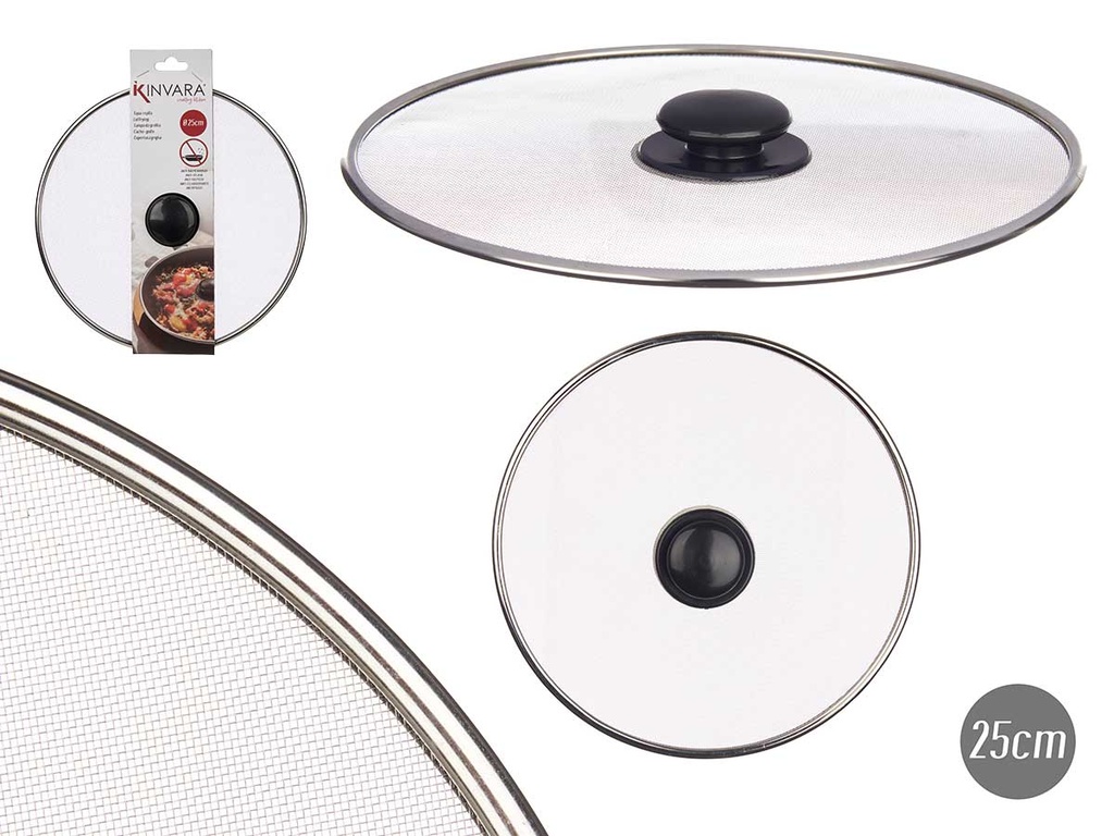 Tapa sartén acero rejilla 25cm: cocina fácil y sin salpicaduras