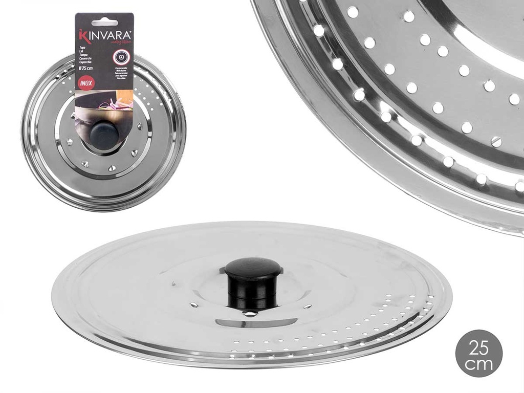Tapa sartén metal con escurridor: cocina fácil y eficiente 25 cm