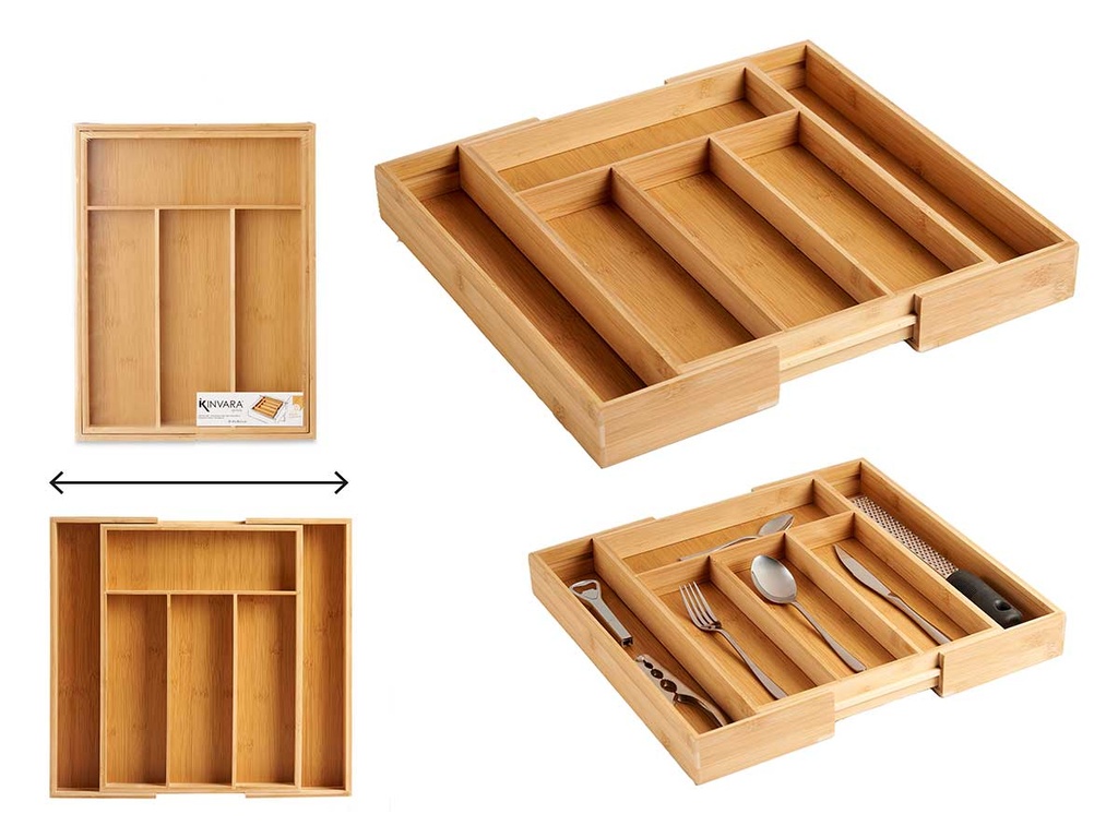 Cubertero bambú 6 huecos extensible: Organiza tu cocina con estilo