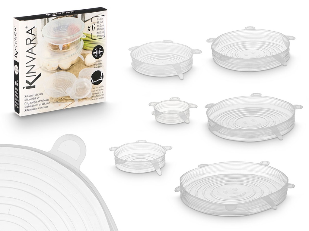 Set 6 tapas silicona: Mantén tus alimentos frescos y protegidos