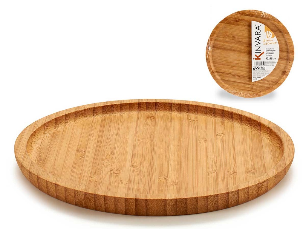 Tabla de bambú pequeña redonda para aperitivos, elegante y práctica