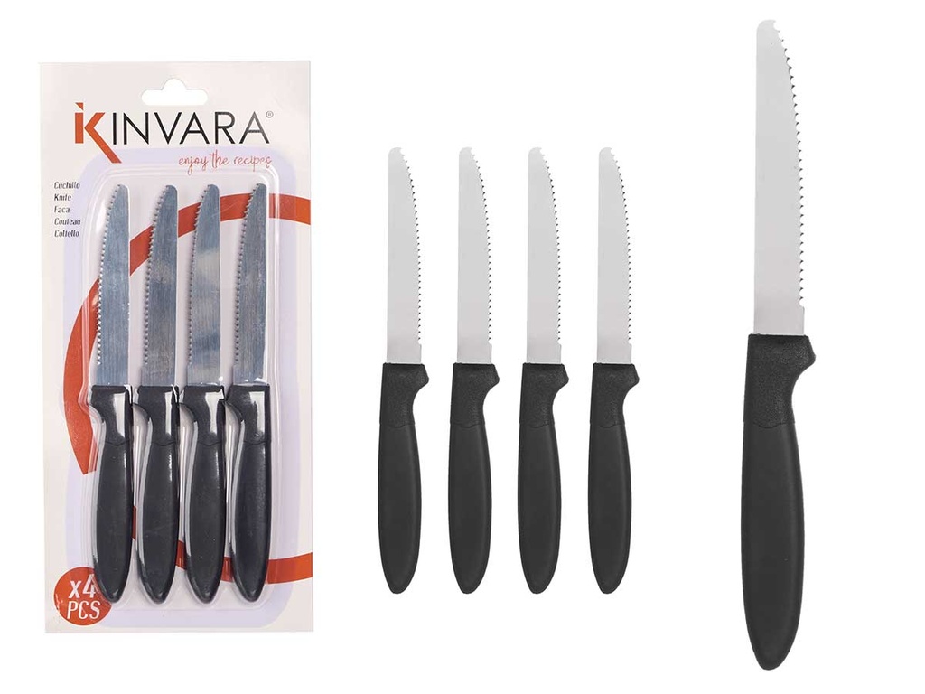 Set 4 cuchillos sierra negros: precisión y estilo en tu cocina