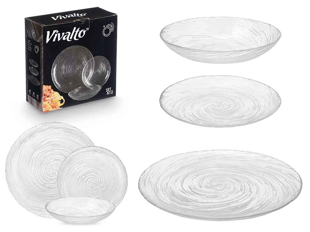 Vajilla vidrio 12 pzs: Elegancia y frescura para tu mesa diaria