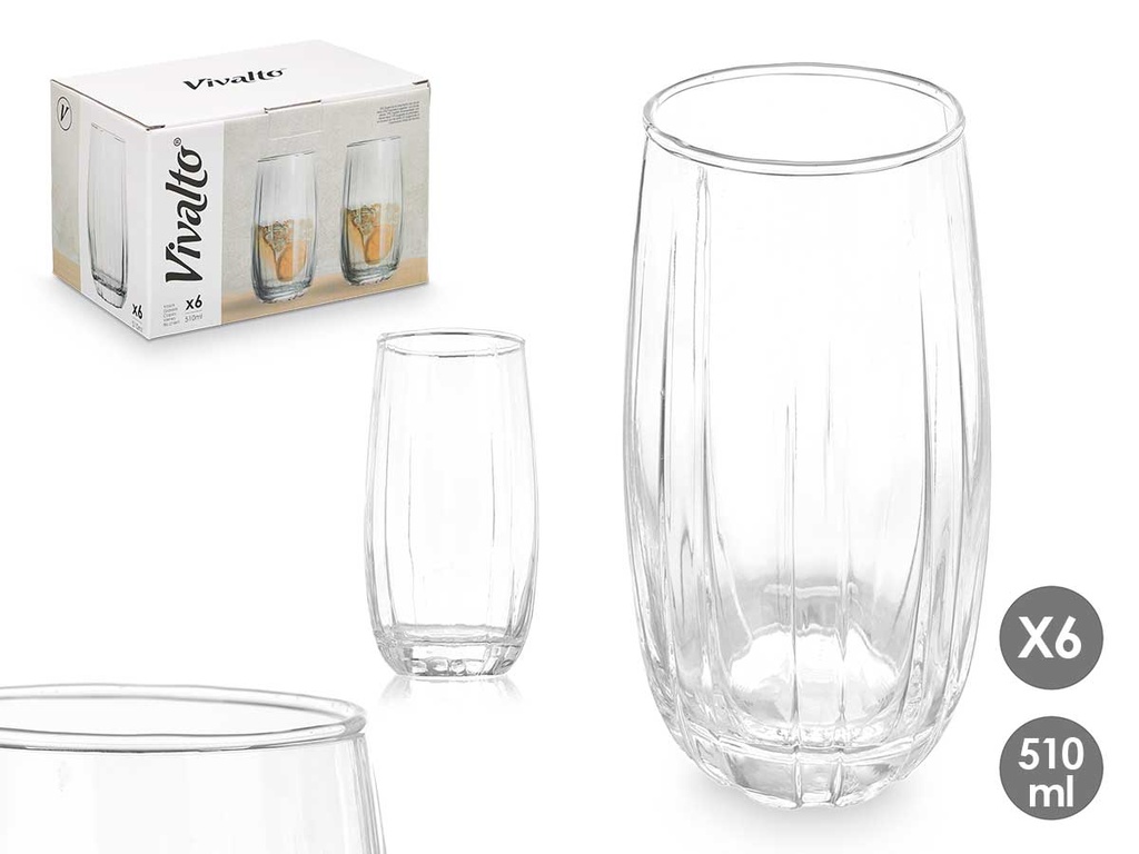 Vaso rayas 510ml transparente: Estilo y elegancia para tus bebidas