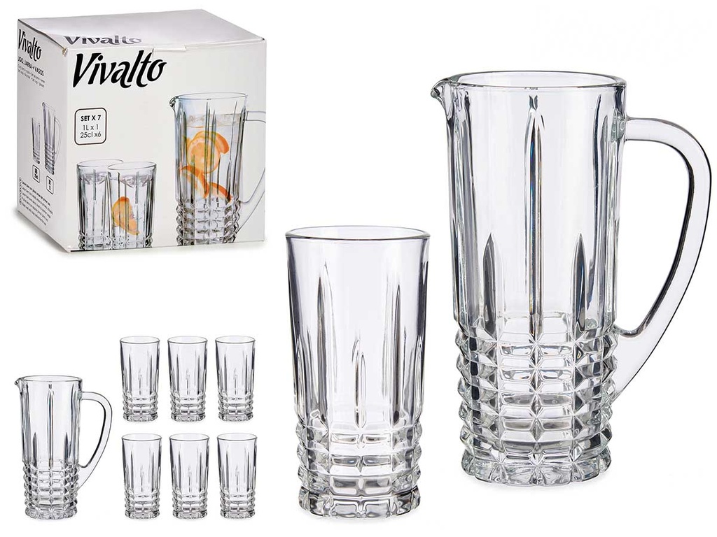 Set jarra 1l y 6 vasos de agua para disfrutar en cada ocasión