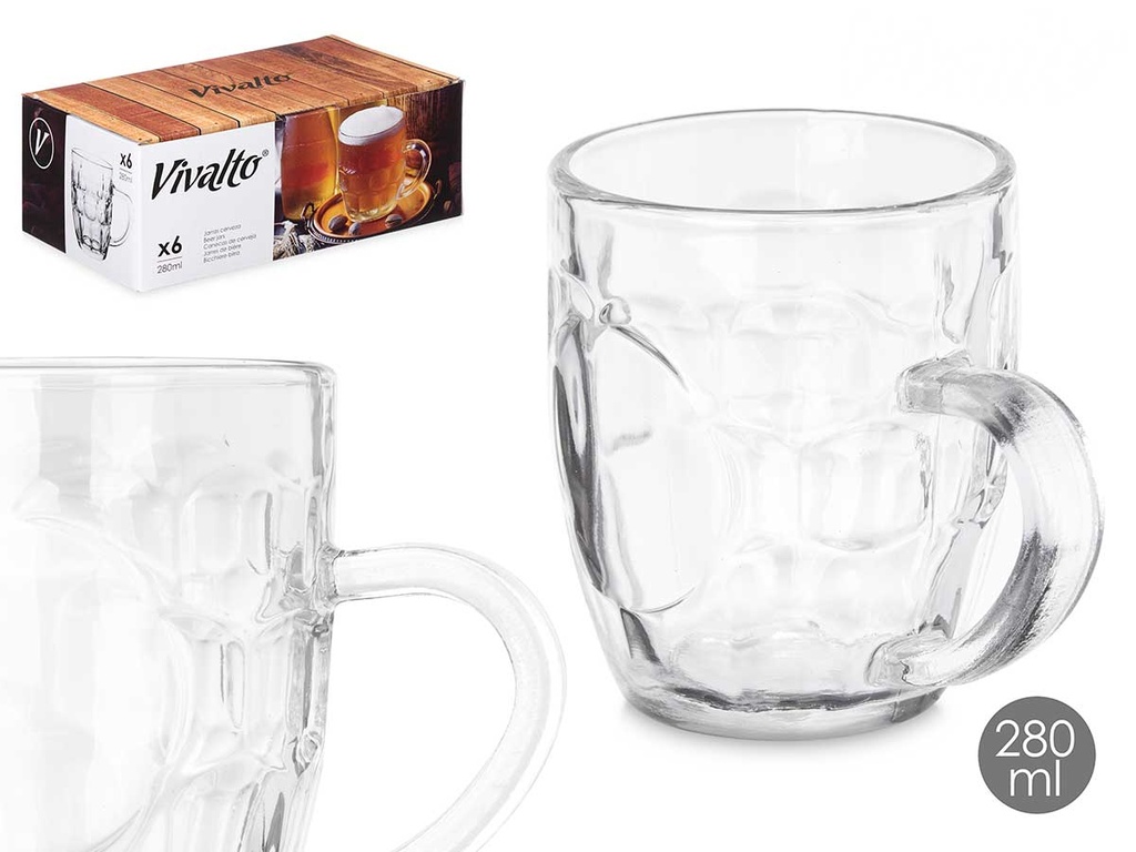 Jarra cerveza 280ml con asa: Perfecta para disfrutar tus bebidas