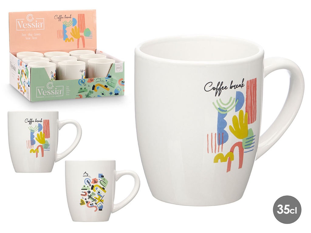 Taza porcelana para coffee break surtida de 350ml, elegancia y estilo