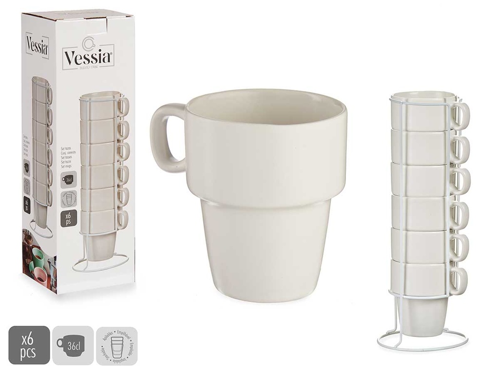 Tazas apilables de porcelana blanca: elegancia y funcionalidad
