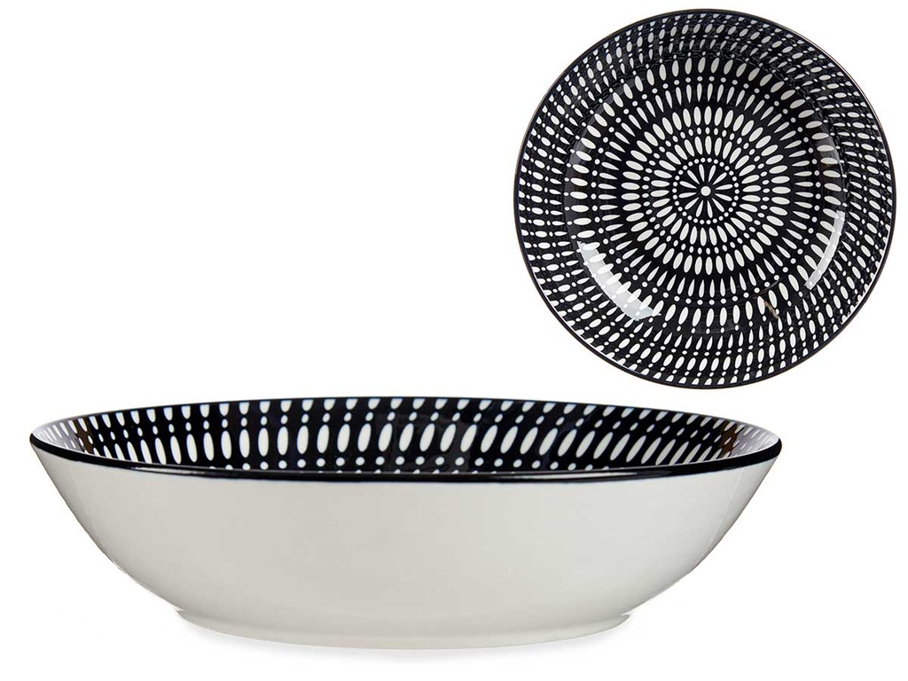 Plato hondo 20cm circular étnico negro: elegancia y versatilidad
