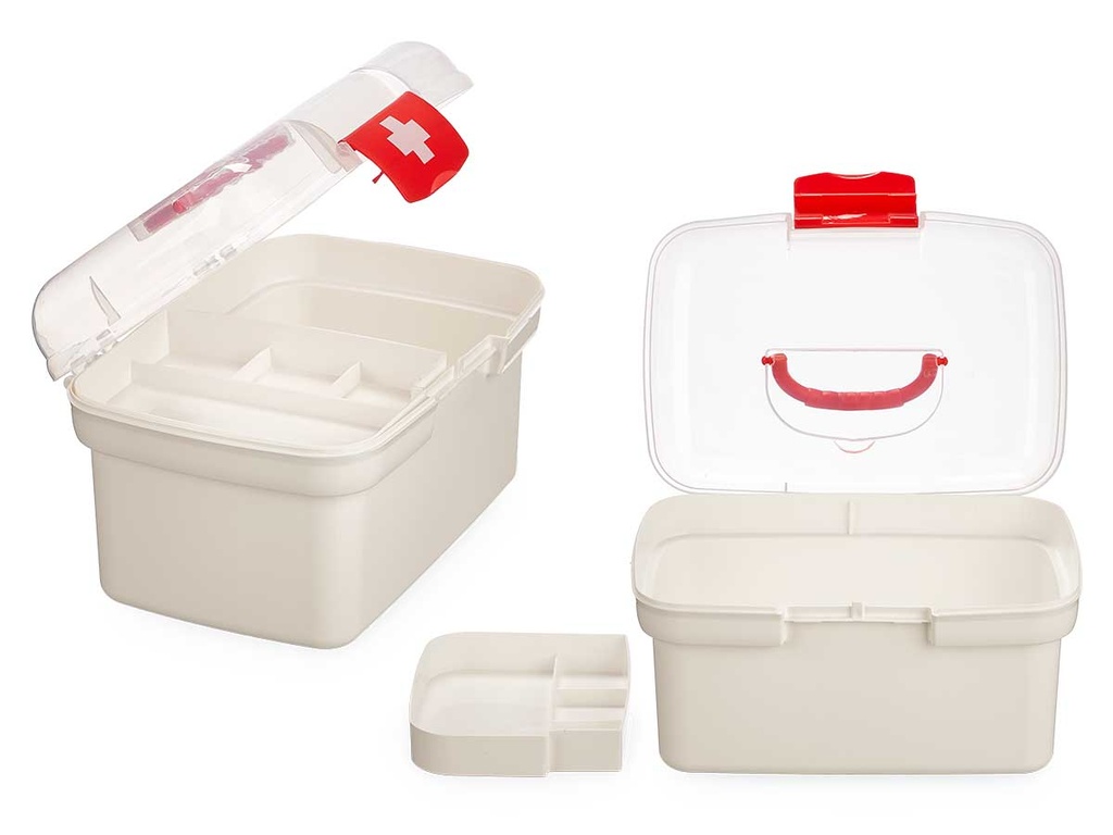 Caja botiquín con asa para un fácil transporte y organización salud