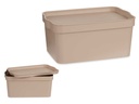 Caja plástico con tapa 7,5l beige, ideal para organizar espacios