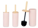 Escobillero de resina alto con tapa de bambú rosa, elegante y práctico